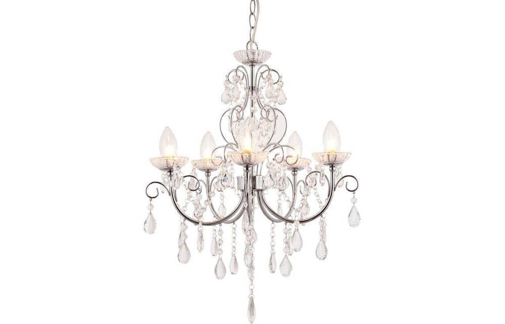 Prystine Lafayette 5 Arm Chandelier Ceiling Light - Chrome - PRIS106303 - TAP 'N' SHOWER