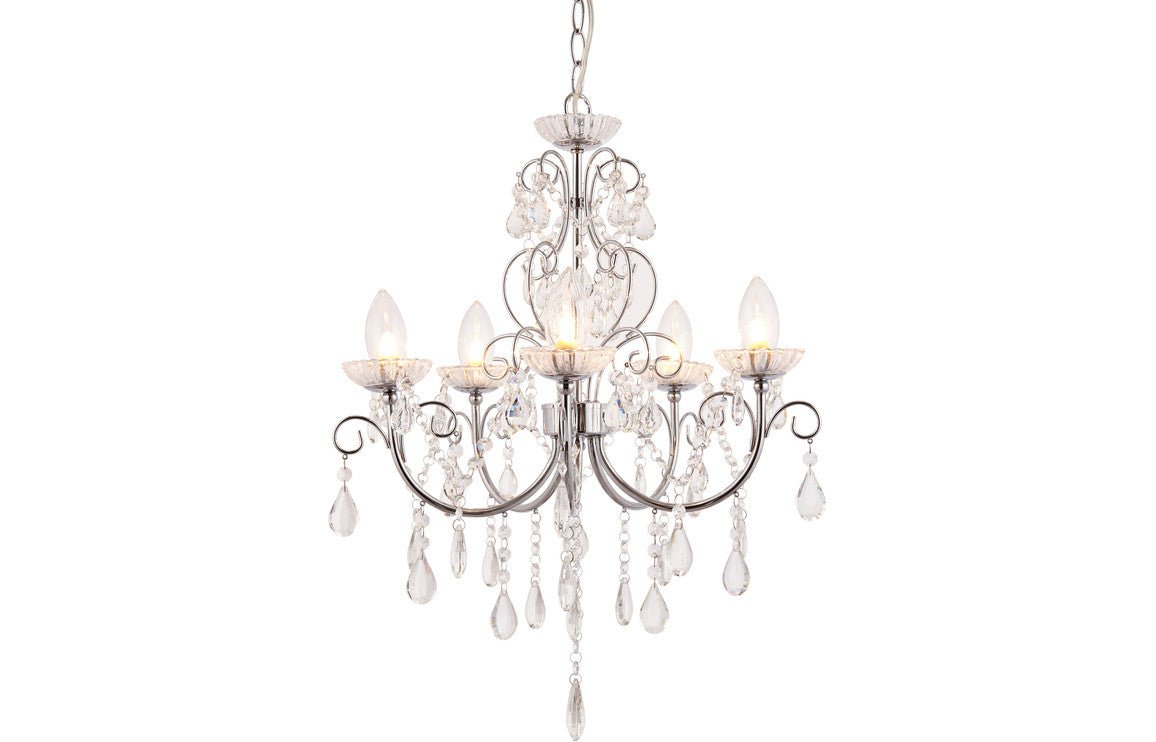 Prystine Lafayette 5 Arm Chandelier Ceiling Light - Chrome - PRIS106303 - TAP 'N' SHOWER
