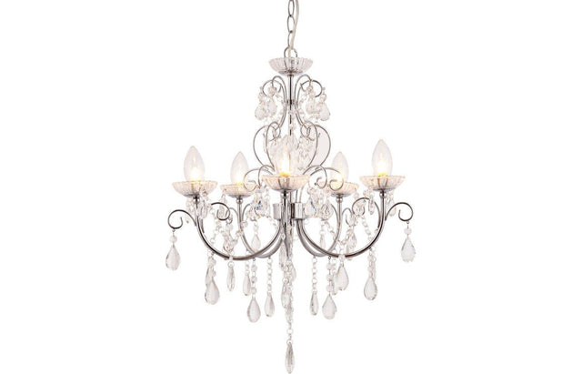 Prystine Lafayette 5 Arm Chandelier Ceiling Light - Chrome - PRIS106303 - TAP 'N' SHOWER