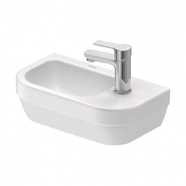 Duravit D - Code Wall Hung Left Hand Basin without Overflow 400mm Wide 1 Tap Hole - 07494000412 - TAP 'N' SHOWER