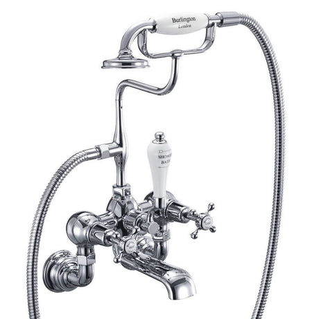 Burlington Claremont Chrome/White Wall Mounted Bath Shower Mixer - CL17 - TAP 'N' SHOWER