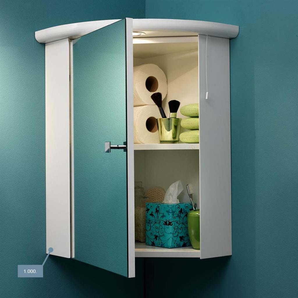 Eastbrook Bonito 1 Door Corner Cabinet with 1 Spot Light 430mm x 620mm - 1.000 - TAP 'N' SHOWER