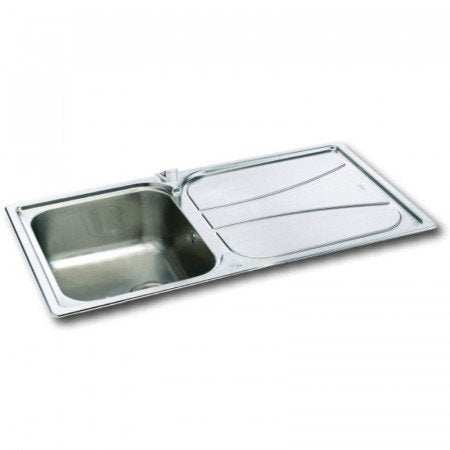 CARRON PHOENIX ZETA 100 stainless steel 1 bowl kitchen sink with polished finish and draining board