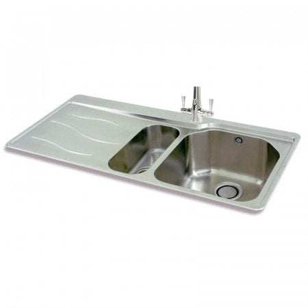CARRON PHOENIX MAUI 150 stainless steel 1.5 bowl kitchen sink with left hand drainer and modern design