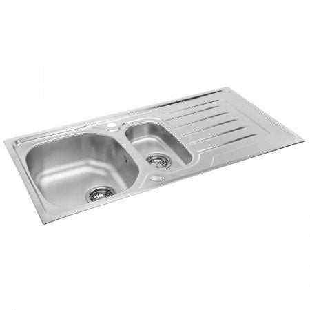 CARRON PHOENIX ONDA 150 stainless steel 1.5 bowl reversible kitchen sink with drainer