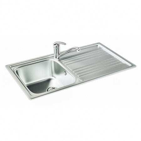CARRON PHOENIX RAPID 90 stainless steel 1 bowl reversible kitchen sink with drainer and faucet