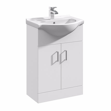 Oakham Alaska Vanity Unit & 1 Tap Hole Basin 2 Door - 550mm - White - TAP 'N' SHOWER