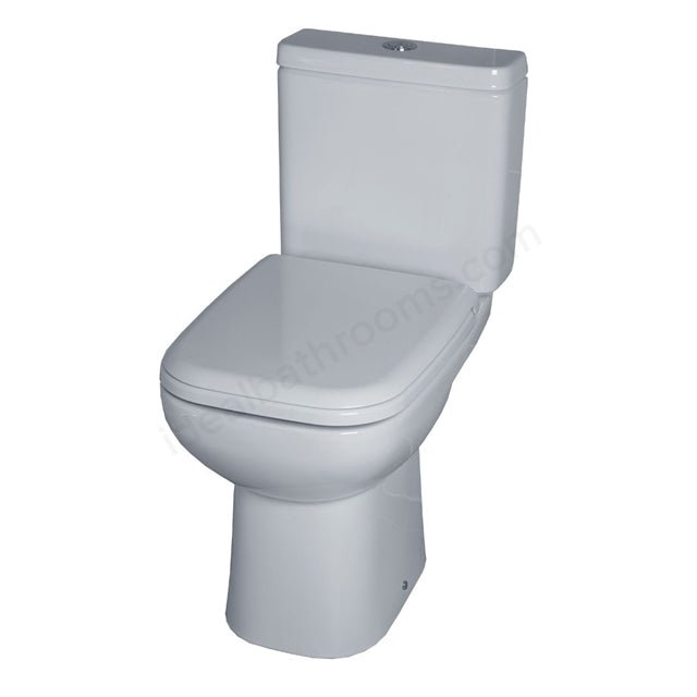 Oakham Violet Close Coupled Toilet Pan with Cistern and Soft Close Seat - White - TAP 'N' SHOWER