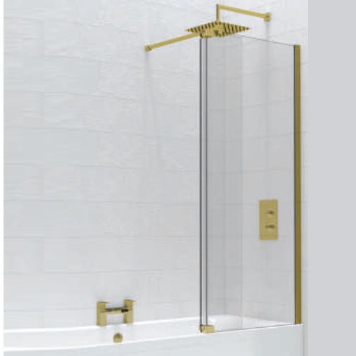 Kudos Fold Away Deflector Panel Left Hand 10mm - Brushed Gold - 10WPFADPLHBRG - TAP 'N' SHOWER