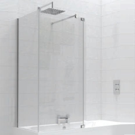 Kudos Fold Away Deflector Panel Left Hand 10mm - Brushed Nickel - 10WPFADPLHBRN - TAP 'N' SHOWER