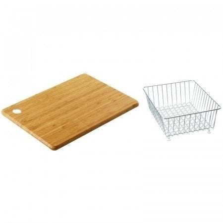 Carron Phoenix Debut accessory pack with bamboo chopping board and wire basket