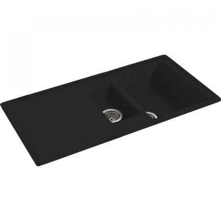 CARRON PHOENIX DEBUT 150 jet black granite 1.5 bowl kitchen sink with durable modern design