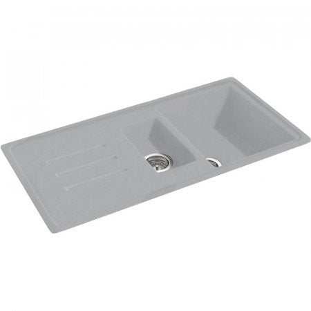 CARRON PHOENIX DEBUT 150 stone grey granite 1.5 bowl kitchen sink with modern durable design