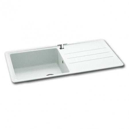 CARRON PHOENIX JANUS 100 Arctic White 1 bowl synthetic kitchen sink with drainer panel