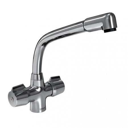 Carron Phoenix Aztec dual twist handles kitchen tap in chrome with durable, modern design