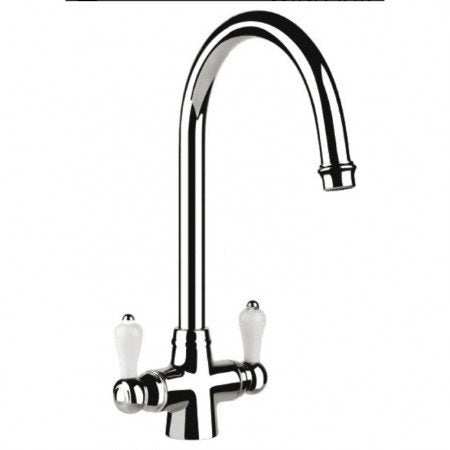 Carron Phoenix Windsor dual ceramic lever kitchen tap in chrome finish with dual handles