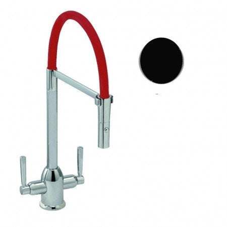 Carron Phoenix Dante pull out nozzle kitchen tap in jet black finish with dual handle mixer design