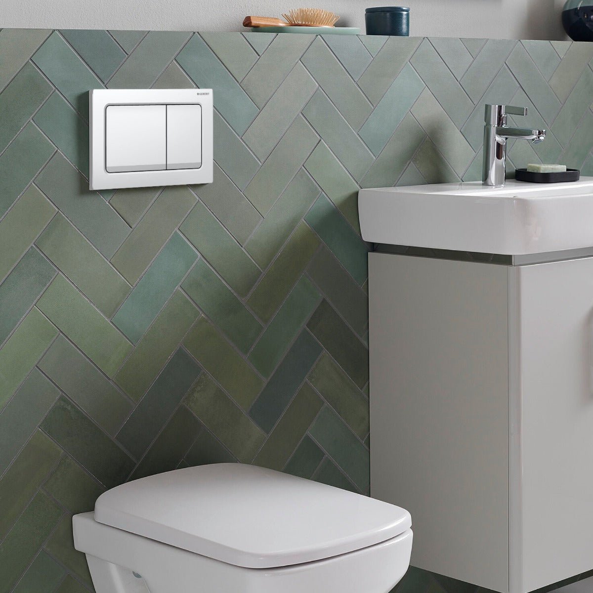 Geberit Alpha01 Square Dual Flush Plate - White - 115.055.11.1 - TAP 'N' SHOWER