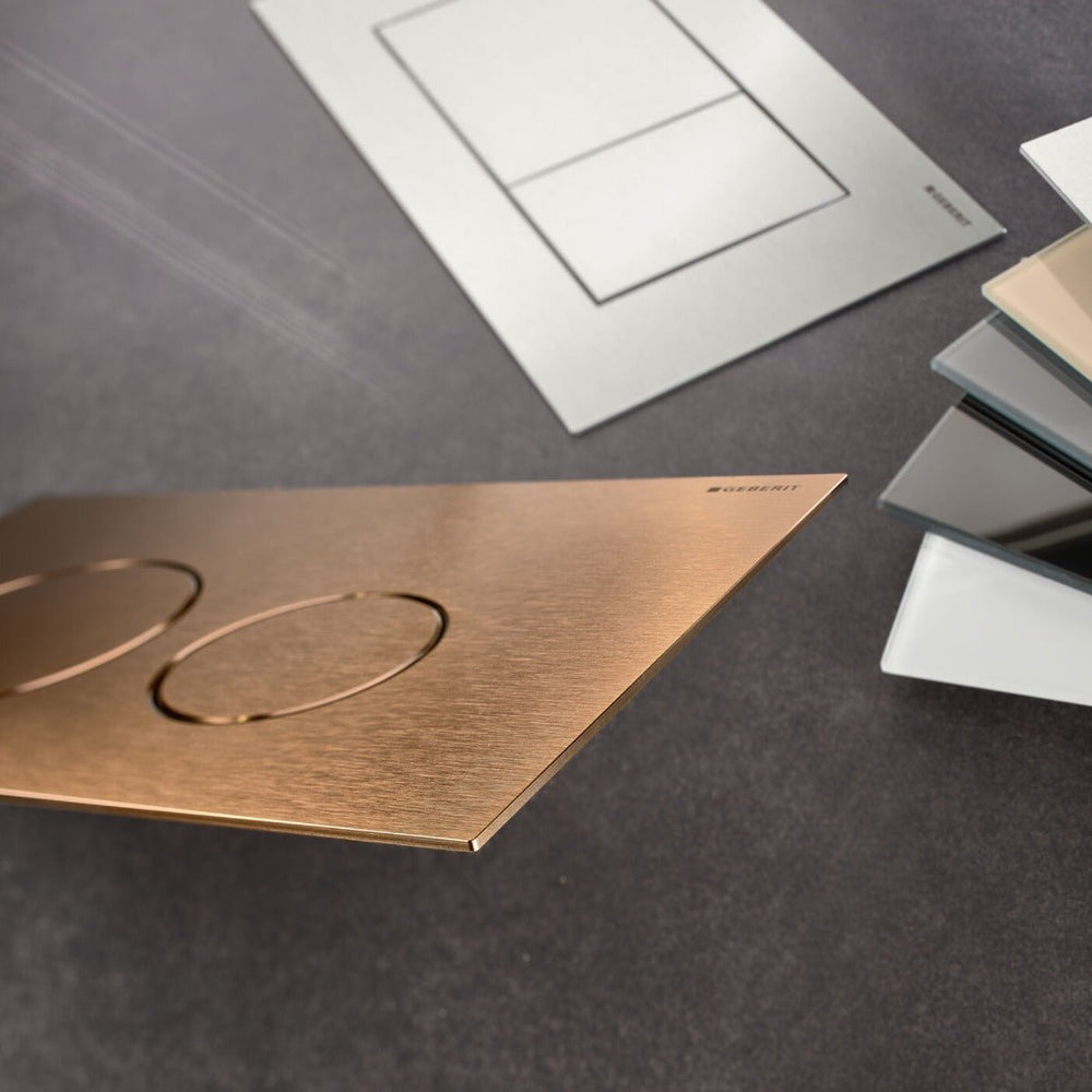Geberit Sigma40 Round WC Dual Flush Plate - Brushed Red Gold - 115.628.QB.1 - TAP 'N' SHOWER