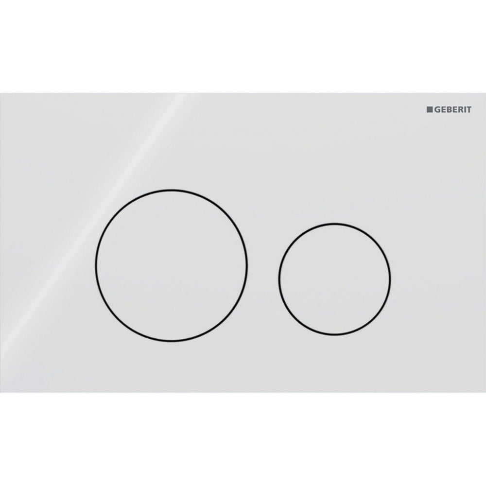 Geberit Sigma40 Round WC Dual Flush Plate - White Glass - 115.628.SI.1 - TAP 'N' SHOWER