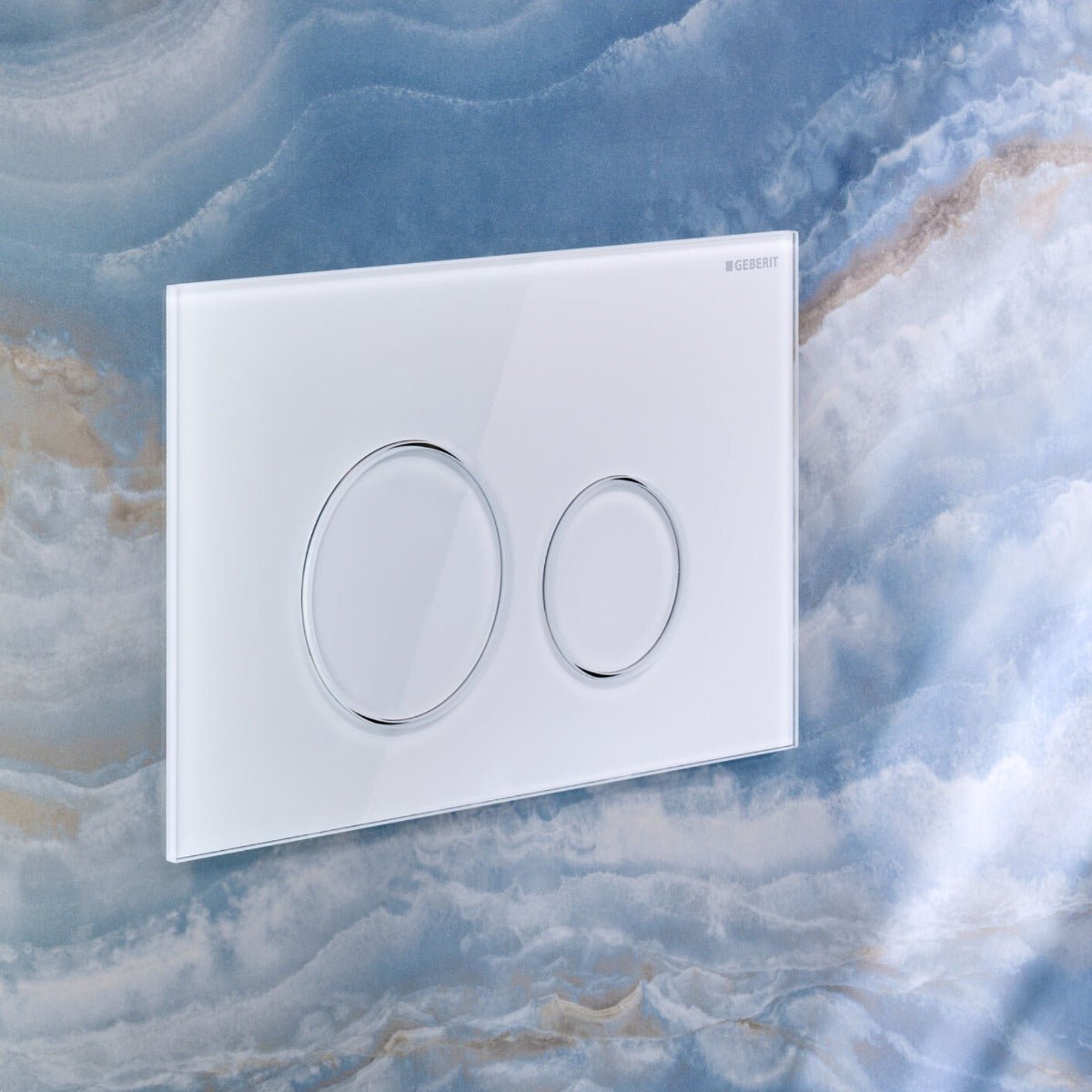 Geberit Sigma40 Round WC Dual Flush Plate - White Glass - 115.628.SI.1 - TAP 'N' SHOWER
