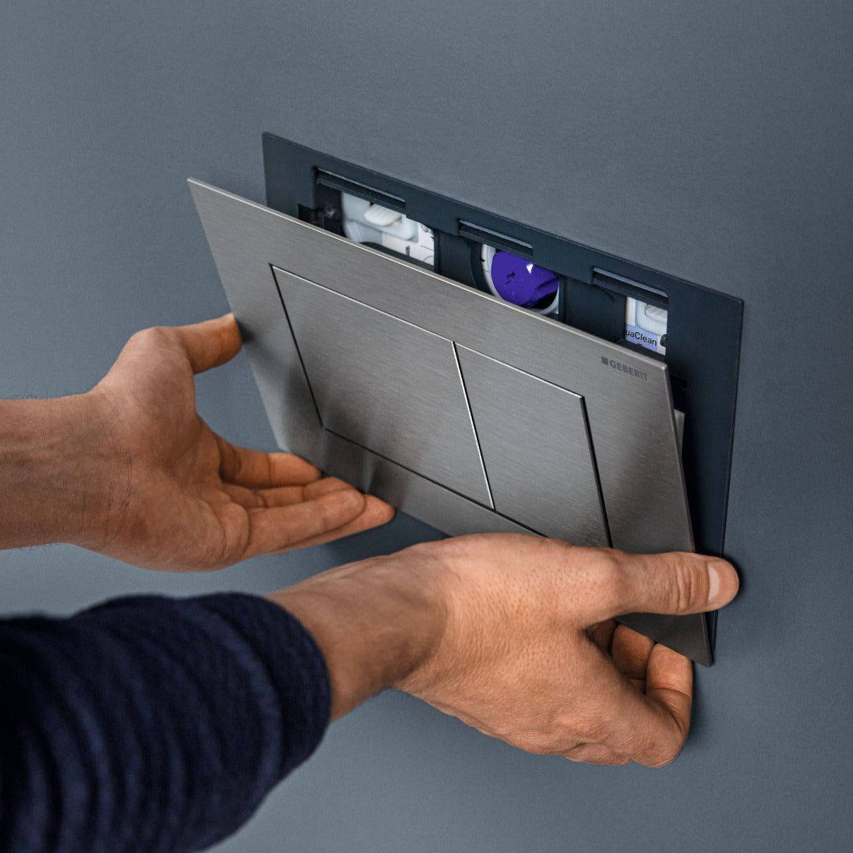 Geberit Sigma40 Square WC Dual Flush Plate - Brushed Stainless Steel - 115.629.FW.1 - TAP 'N' SHOWER