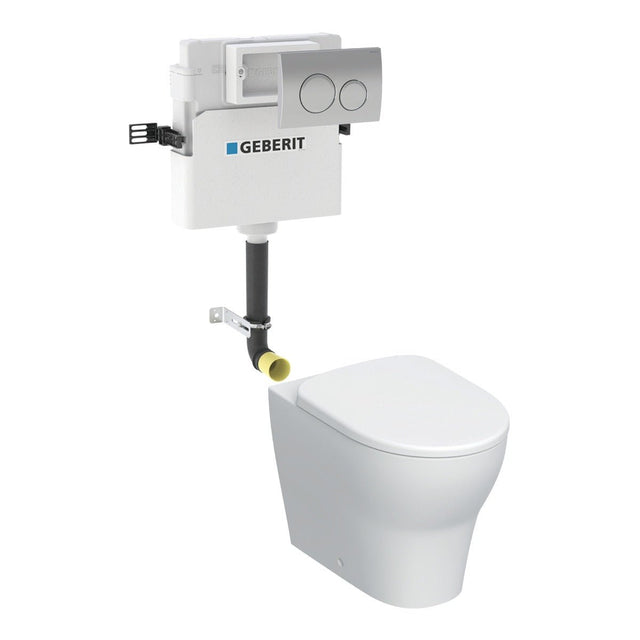 Geberit Back to Wall 4 - in - 1 Cistern Flush Plate Selnova Rimless Pan & Soft Close Seat Pack - 118.356.21.1 - TAP 'N' SHOWER