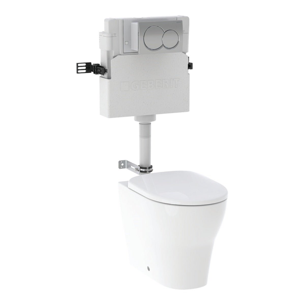 Geberit Back - to - Wall 4 - in - 1 Cistern Flush Plate Selnova Rimless Pan and Soft Close Seat Pack - White - 118.363.21.2 - TAP 'N' SHOWER