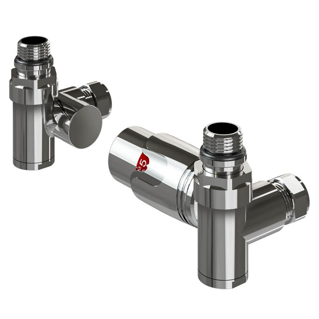 Eastbrook 15mm Corner Thermostatic Radiator Valves and Lockshield Dual Fuel - Chrome - 12.058 - TAP 'N' SHOWER