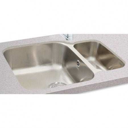 CARRON PHOENIX ZETA UNDERMOUNT 1.5 bowl stainless steel kitchen sink installed in countertop