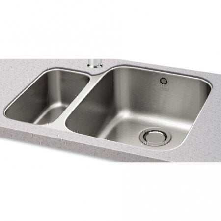CARRON PHOENIX IBIS stainless steel undermount kitchen sink with 1.5 bowls and left-hand small bowl design