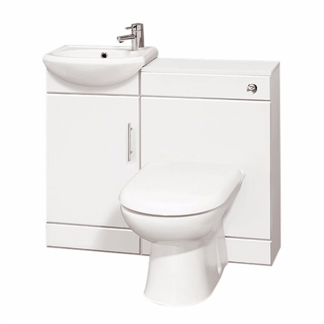 Oakham Alaska Toilet & 1 Tap Hole Basin Furniture Pack INC Toilet & Washbasin 1 Door - 950mm - White - TAP 'N' SHOWER