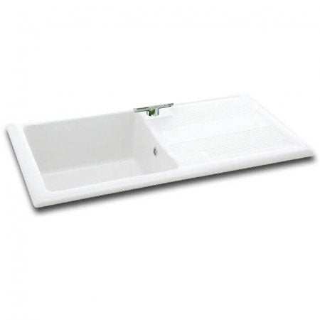 CARRON PHOENIX SHONELLE white ceramic reversible 1 bowl kitchen sink with drainer