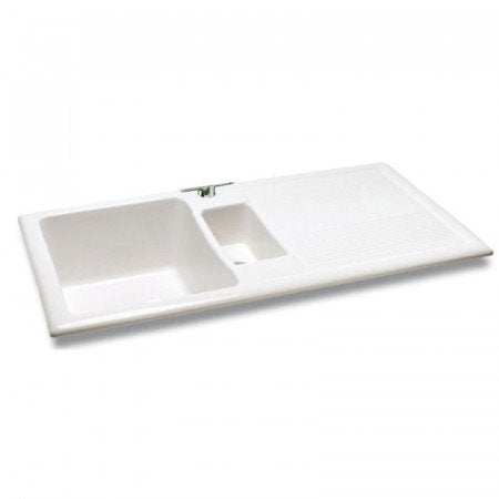 CARRON PHOENIX SHONELLE 150 white reversible 1.5 bowl ceramic kitchen sink with drainer