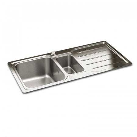 CARRON PHOENIX ADELPHI 150 1.5 bowl stainless steel kitchen sink with drainer and modern design