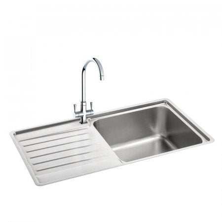 CARRON PHOENIX ATOLL 90 stainless steel kitchen sink with one bowl and left hand drainer