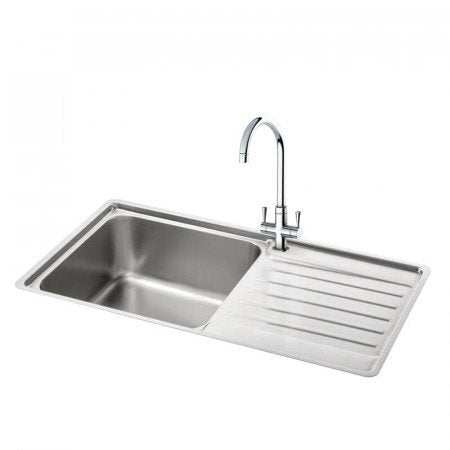 CARRON PHOENIX ATOLL 90 stainless steel kitchen sink with one bowl and right hand drainer