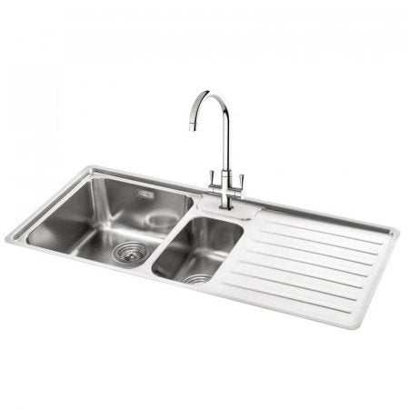 CARRON PHOENIX ATOLL 150 stainless steel kitchen sink with 1.5 bowls and right-hand drainer