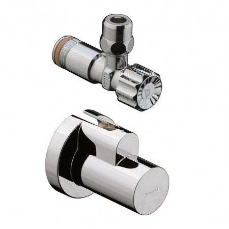 HANSGROHE 3/8" angle valve with protective cover in sleek chrome finish for plumbing use