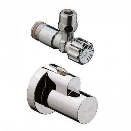 Hansgrohe Angle Valve with Cover 3/8 inch chrome-plated durable plumbing valve with sleek cover