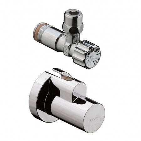 Hansgrohe Angle Valve with Cover 3/8 inch stainless steel plumbing valve with corrosion-resistant finish