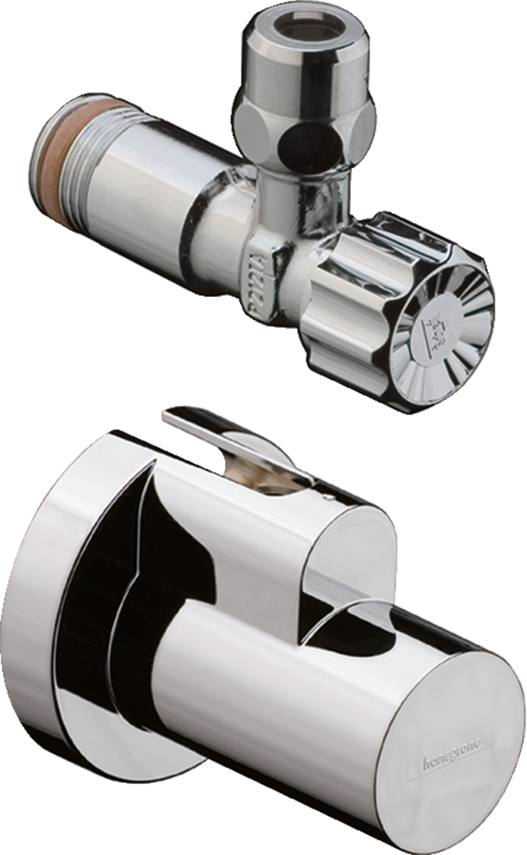 Hansgrohe Angle Valve ⅜" with brushed nickel finish and cover for bathroom fixtures