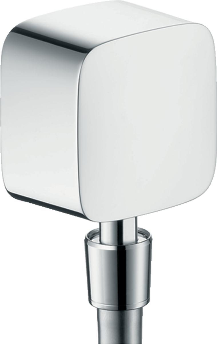 Hansgrohe Fixfit Wall Outlet in chrome with non-return valve and pivot joint for flexible, hygienic bathroom use