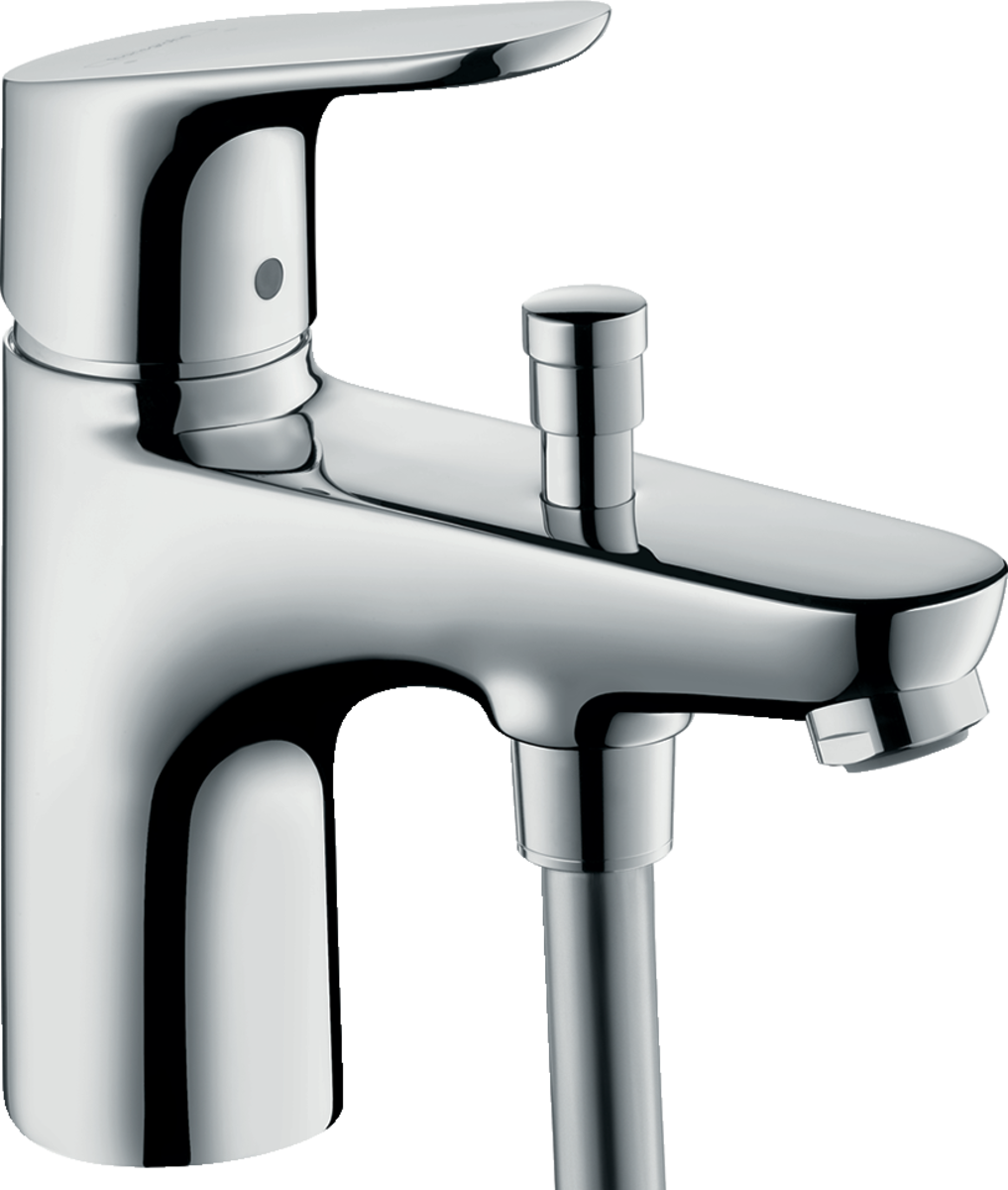 Hansgrohe Focus Single Lever chrome bath and shower mixer with two flow rates and integrated diverter.