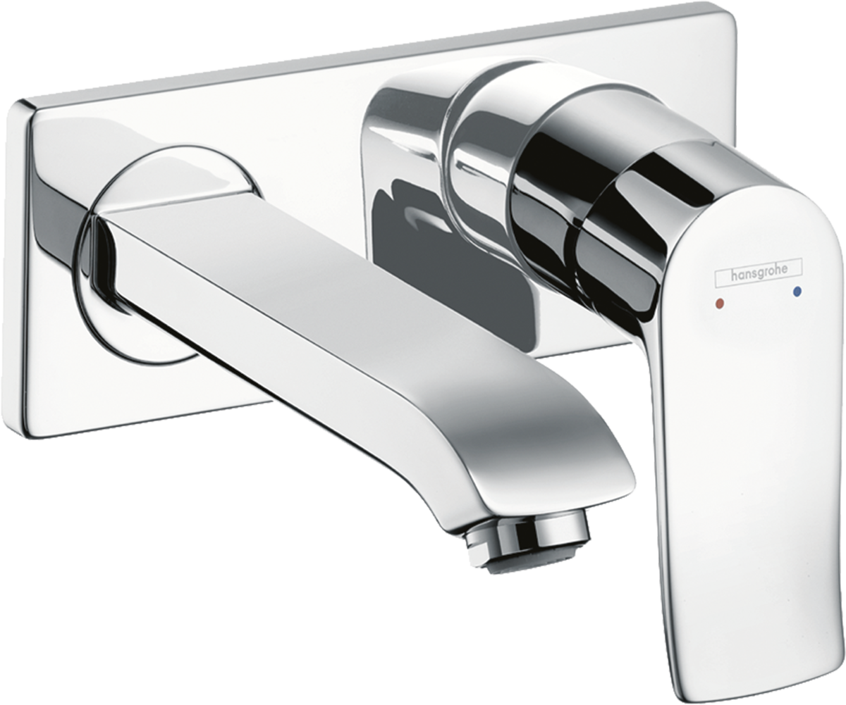 Hansgrohe Metris single lever basin mixer in chrome with concealed installation and low flow 3.5 L/M.