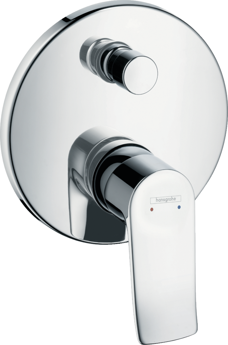Hansgrohe Metris Single Lever manual bath mixer in chrome with round concealed installation and integrated backflow prevention