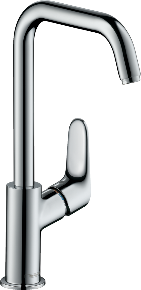 Hansgrohe Focus Single Lever Basin Mixer 240 chrome faucet with swivel spout and pop-up waste for modern bathrooms