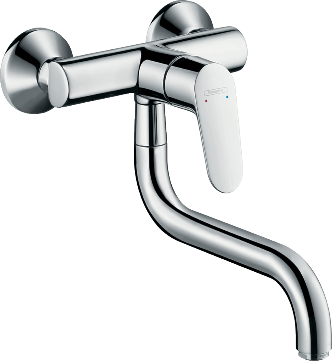 Hansgrohe Focus M41 Single Lever Kitchen Mixer Wall - mounted Single Spray Mode - Chrome - 31825000 - TAP 'N' SHOWER