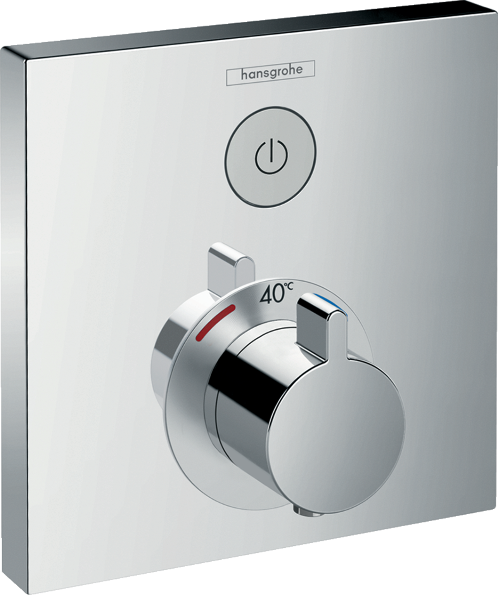 hansgrohe ShowerSelect thermostatic mixer in chrome with concealed installation and safety lock at 40°C for single outlet