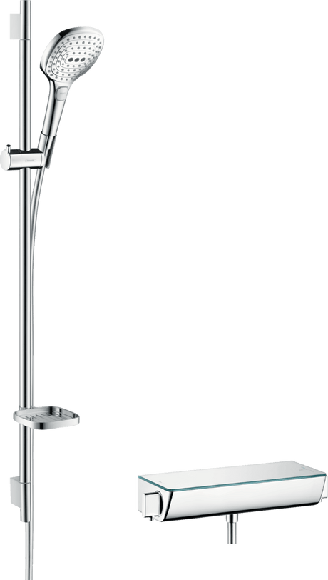 Hansgrohe Raindance Select E Shower System 120 With Ecostat Select Thermostatic Mixer And Shower Rail 900mm - White/Chrome - 27039400 - TAP 'N' SHOWER